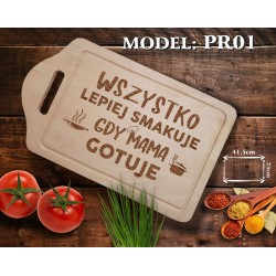 deska z grawerem WSZYSTKO LEPIEJ SMAKUJE GDY MAM GOTUJE