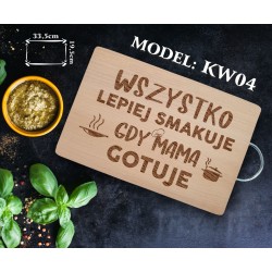 deska z grawerem WSZYSTKO LEPIEJ SMAKUJE GDY MAM GOTUJE