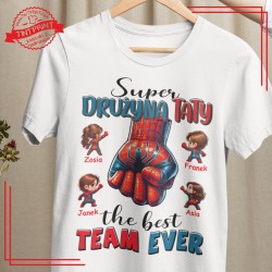 Super drużyna TATY 6 + imiona imiona dzieci/dziecka koszulka dla taty