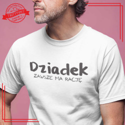 Dziadek ma zawsze rację" – Koszulka pełna prawdy i humoru!
Wyjątkowy prezent dla wyjątkowego dziadka.