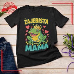Żajebista Mama – koszulka z nadrukiem żaby w koronie