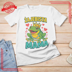 Żajebista Mama – koszulka z nadrukiem żaby w koronie