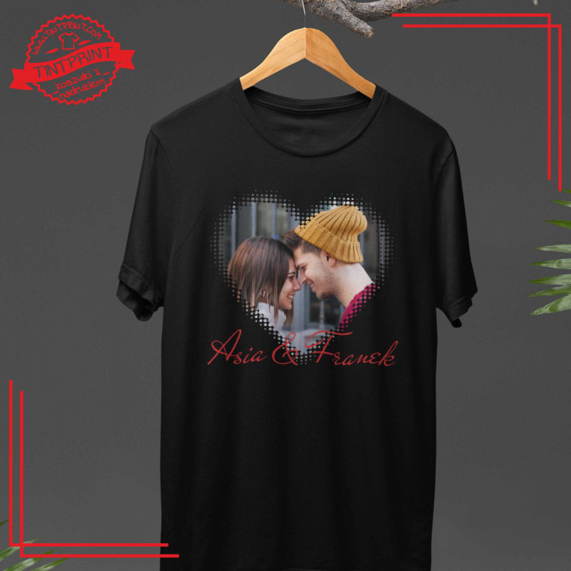 Koszulka ze zdjęciem i imionami pary – personalizowana walentynki