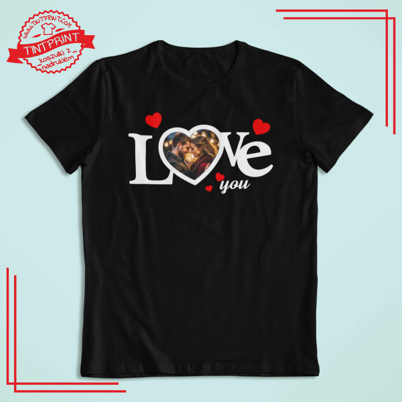 Koszulka LOVE ze zdjęciem w sercu – personalizowana walentynki