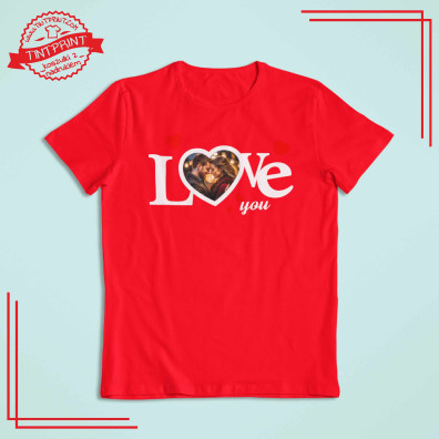 Koszulka LOVE ze zdjęciem w sercu – personalizowana walentynki