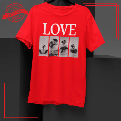Koszulka LOVE z 4 zdjęciami – personalizowana kolaż foto