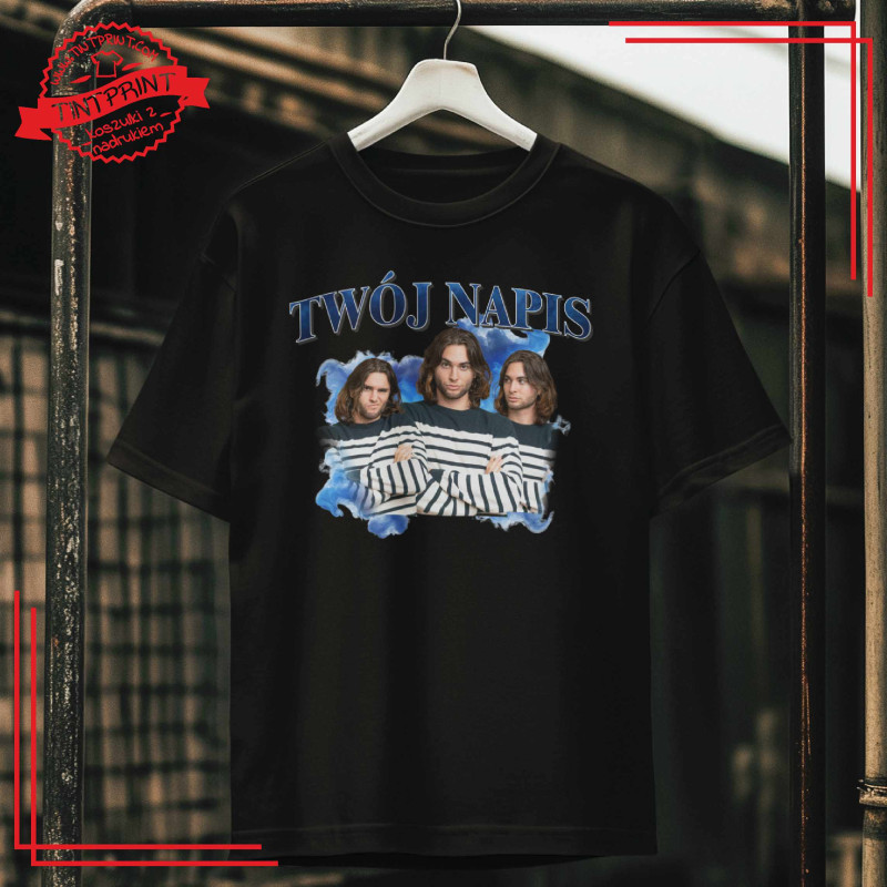 koszulka personalizowana ze zdjęciami 3 twarze kolaż napis