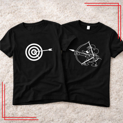 Koszulki dla par strzała w serce zestaw 2 sztuki nadruk