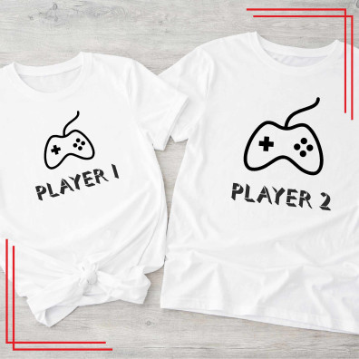Koszulki dla par Player 1 Player 2 zestaw gamer komplet 2 sztuki