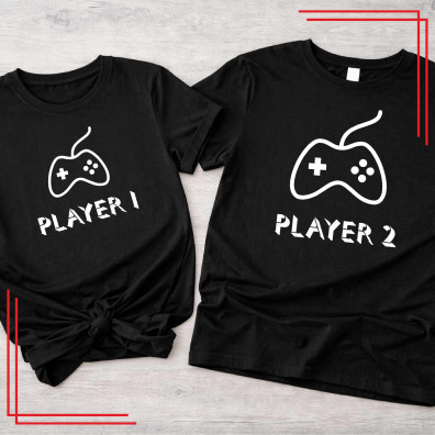 Koszulki dla par Player 1 Player 2 zestaw gamer komplet 2 sztuki
