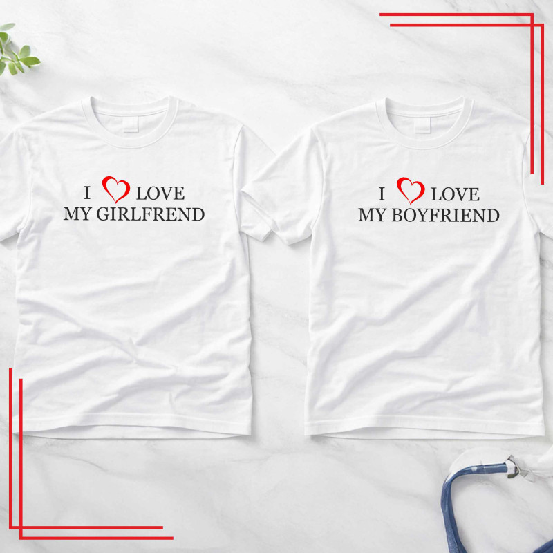 Koszulki dla par I love my girlfriend boyfriend komplet 2 sztuki