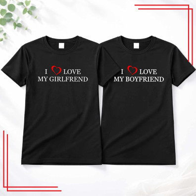 Koszulki dla par I love my girlfriend boyfriend komplet 2 sztuki