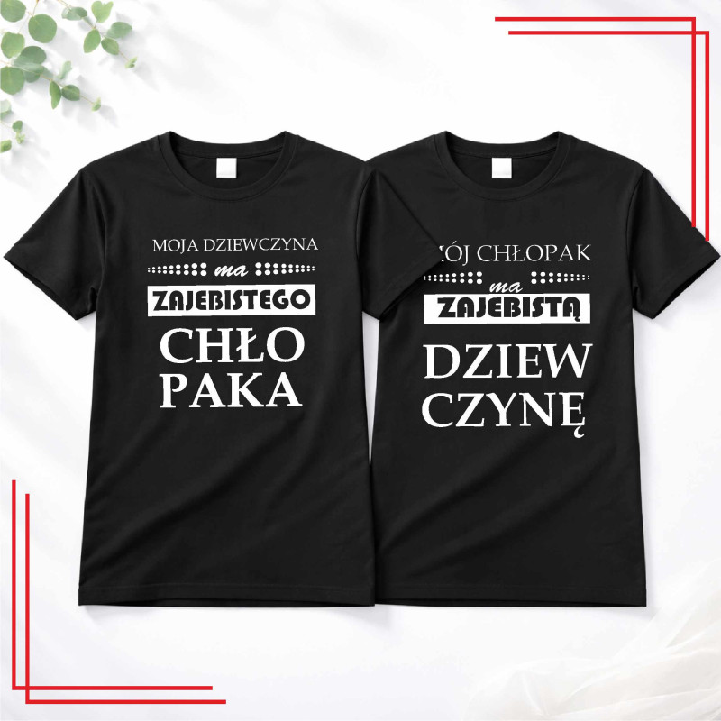 Koszulki dla par zajebista dziewczyna chłopak komplet 2 sztuki