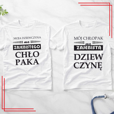 Koszulki dla par zajebista dziewczyna chłopak komplet 2 sztuki