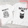 Koszulki dla par Beauty Beast komplet 2 sztuki rock tattoo styl