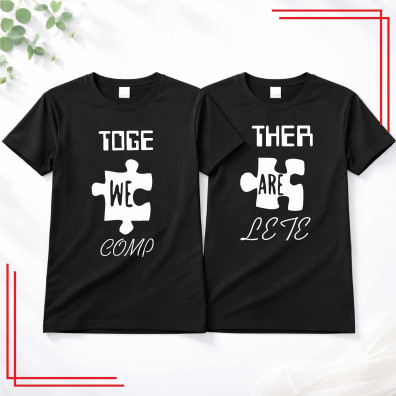 Koszulki dla par puzzle Together We Complete komplet 2 sztuki