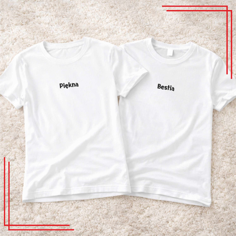 Koszulki dla par Piękna Bestia śmieszny komplet 2 sztuki
