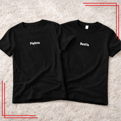 Koszulki dla par Piękna Bestia śmieszny komplet 2 sztuki