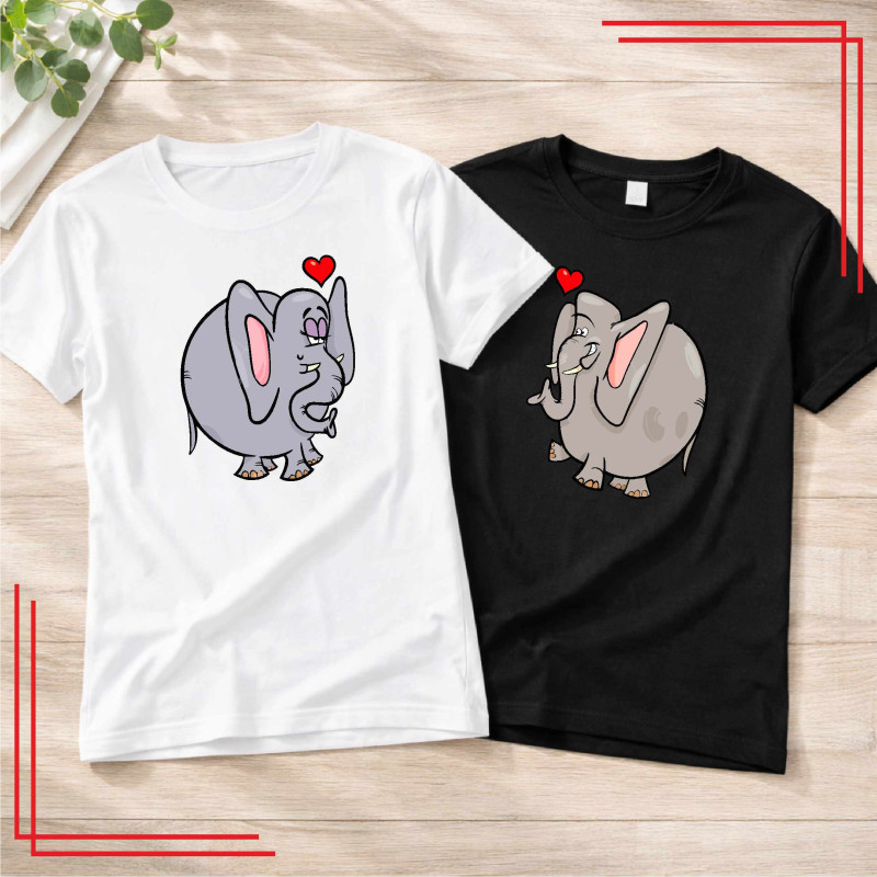 Koszulki dla par Zakochane Słoniki komplet 2 sztuki