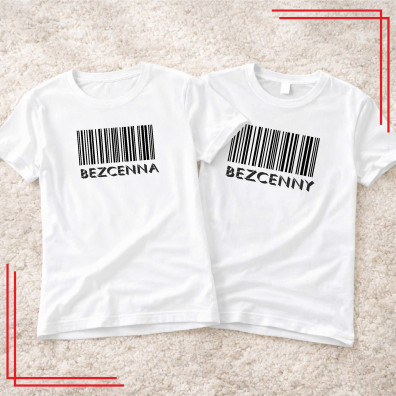 Koszulki dla par Bezcenny zestaw 2 sztuki kod kreskowy