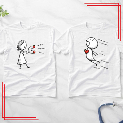 Koszulki dla par Magnes miłości – komplet 2 koszulki