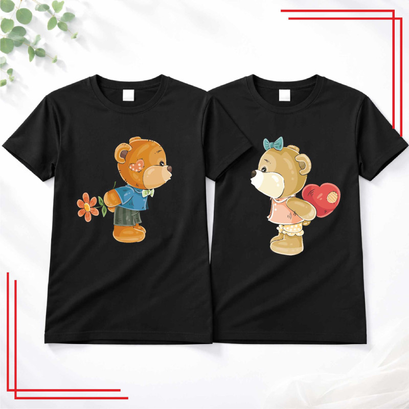 Koszulki dla par Zakochane Misie – komplet 2 koszulek z nadrukiem