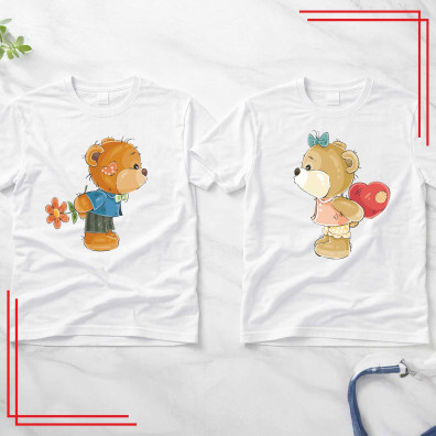 Koszulki dla par Zakochane Misie – komplet 2 koszulek z nadrukiem