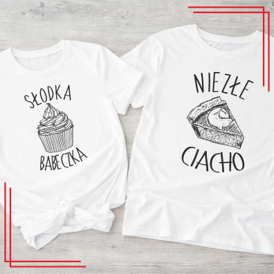 Koszulki dla par Słodka Babeczka Niezłe Ciacho zestaw love