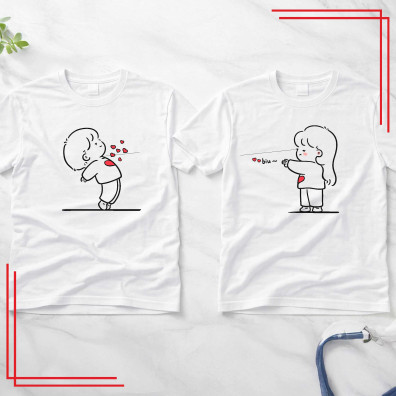 Zakochani koszulki dla par personalizowane serce komplet 2 szt