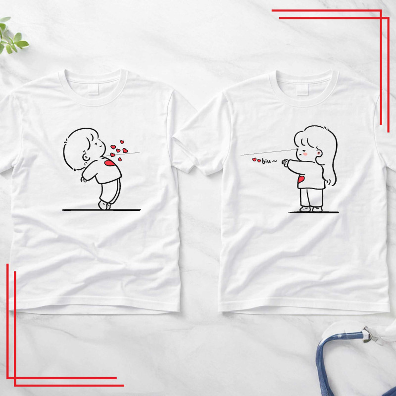 Zakochani koszulki dla par personalizowane serce komplet 2 szt