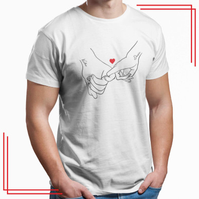 Koszulka z nadrukiem splecione dłonie imiona prezent dla pary