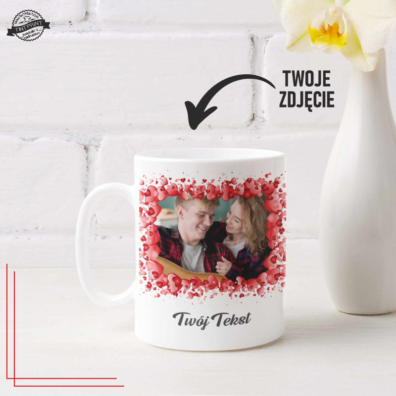 Kubek personalizowany ze zdjęciem i tekstem prezent dla par