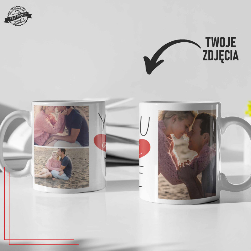 Kubek ze zdjęciami You & Me personalizowany 3 fotografie prezent