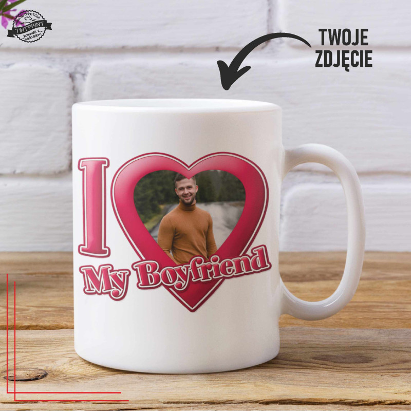 Kubek ze zdjęciem I Love My Boyfriend  personalizowany prezent