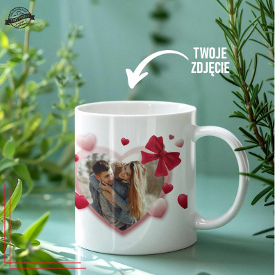 Kubek personalizowany ze zdjęciem w sercu  prezent