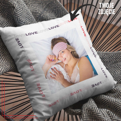Poduszka ze zdjęciem LOVE 40x40 personalizowana bawełniana