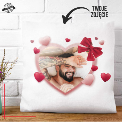 Poduszka ze zdjęciem LOVE 40x40 personalizowana bawełniana