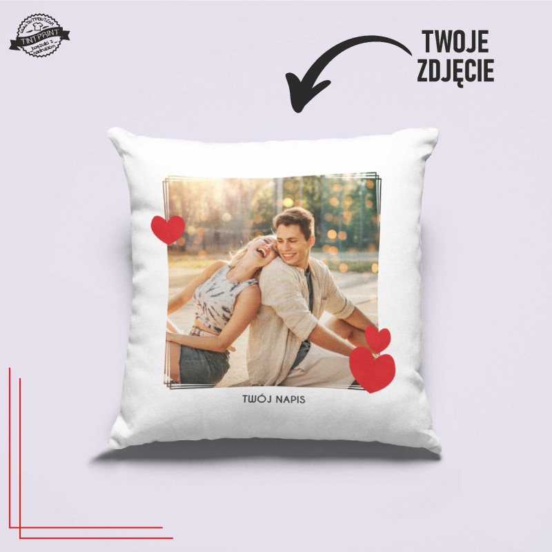 Poduszka personalizowana 40x40 ze zdjęciem i napisem